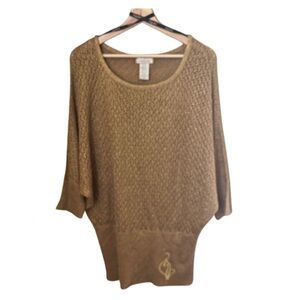 Baby Phat Vintage 1X Eyelet Knit Gold Longline Tunic Acrylic Blend 90’s Classic